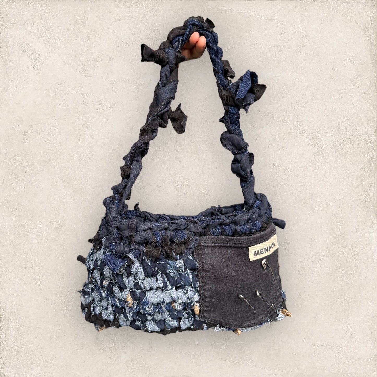 Denim handbag ( raw cut)