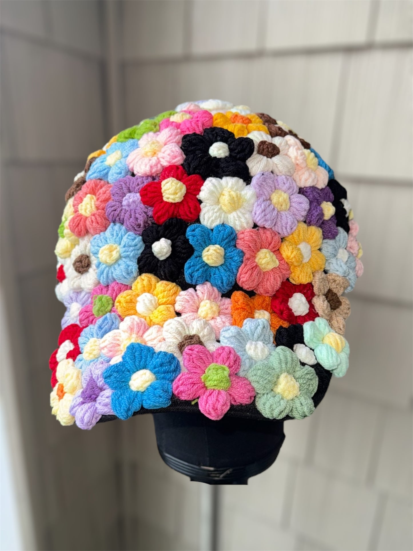 Flowered Crochet Cap