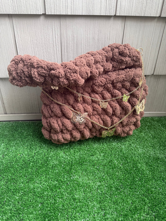 Brown fluffed handbag