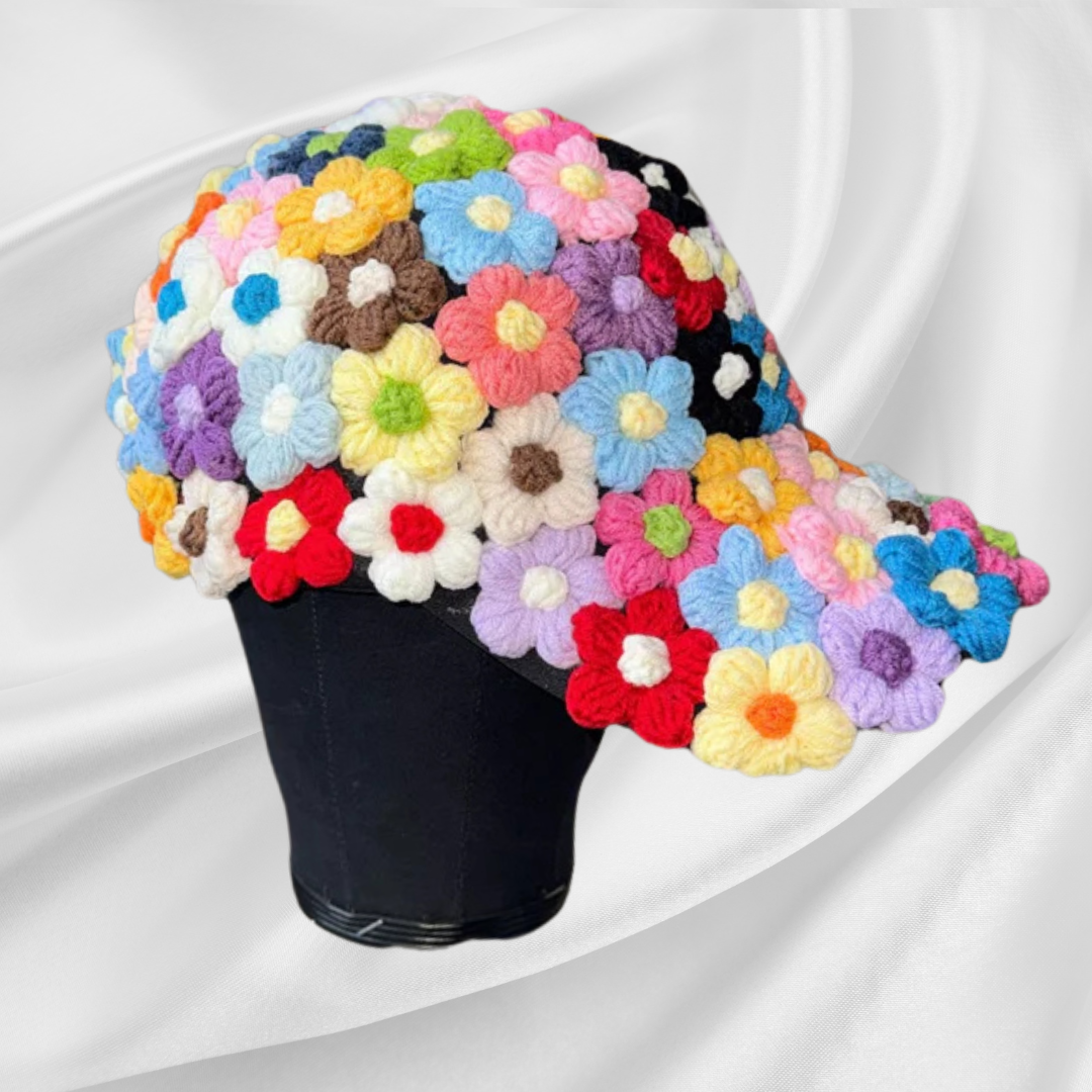 Flowered Crochet Cap